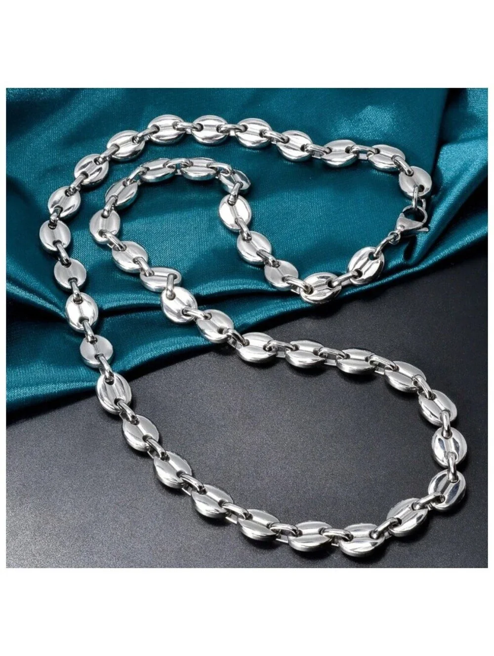Coffee bean link chain - Necklace - Stainless Steel - 24